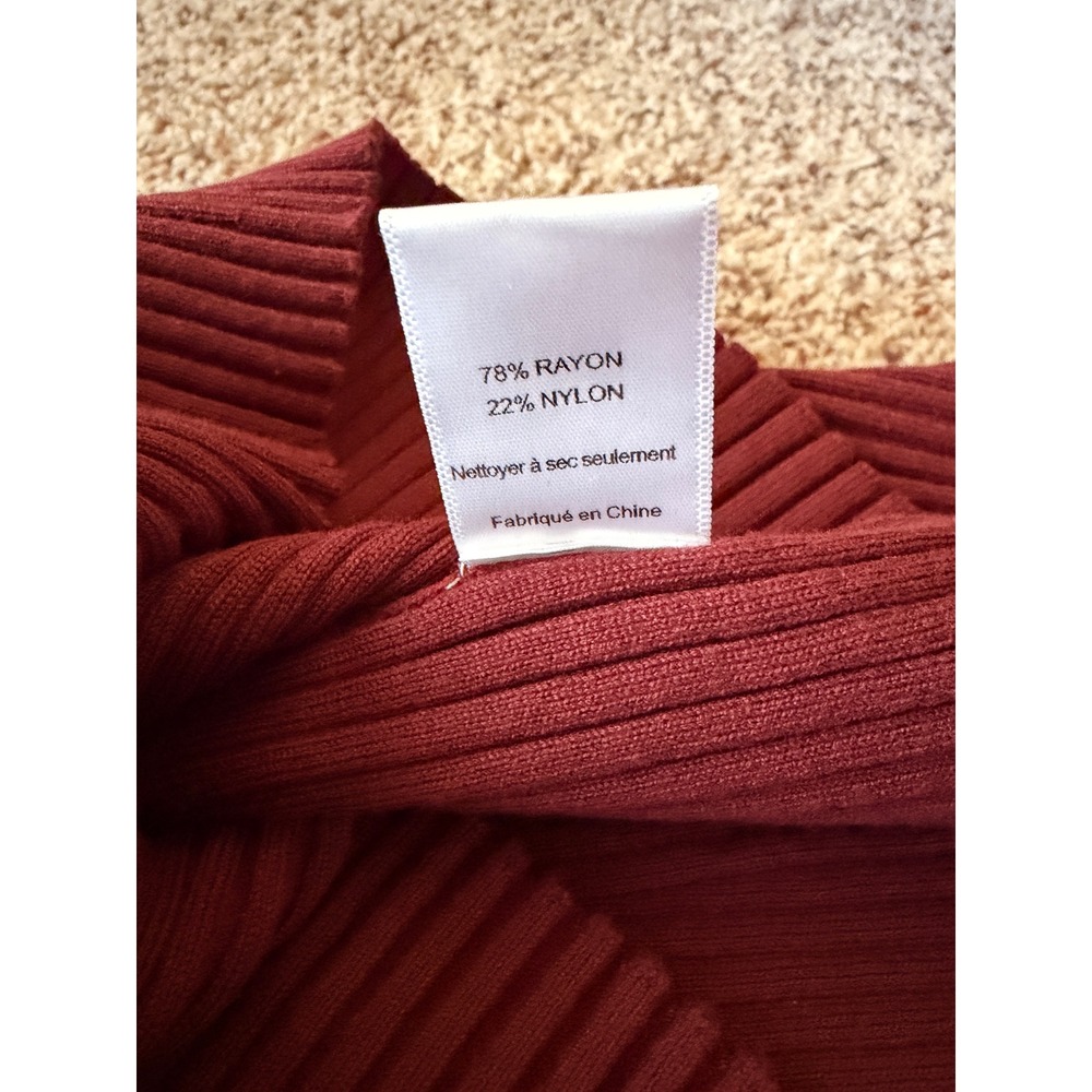 Lush "After Hours" Ribbed Knit Maxi Dress M Burgundy Long Sleeve Cutout Mock - Picture 8 of 8